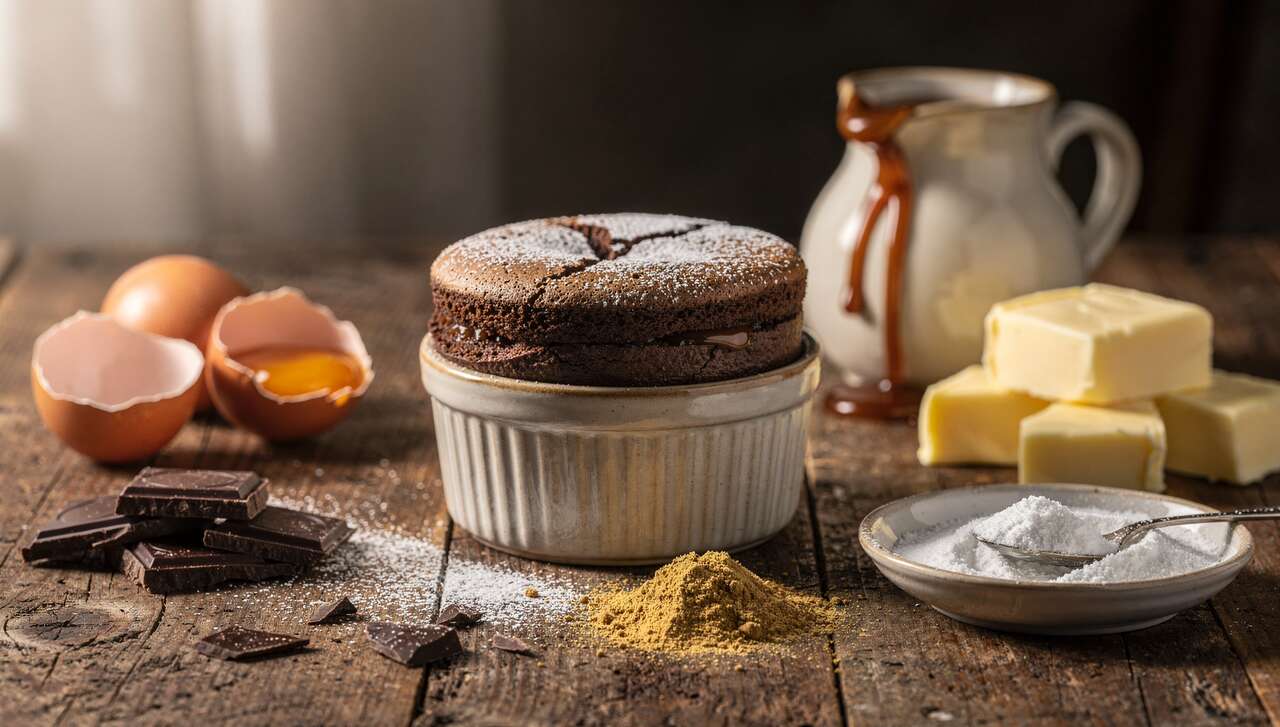 Soufflé au chocolat et gingembre : recette gourmande avec caramel