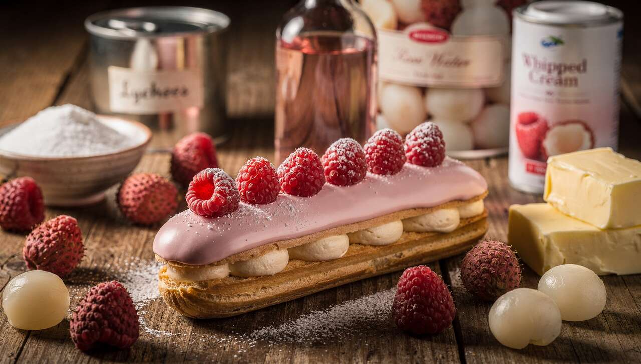 Éclair framboise, litchi et rose : la recette gourmande