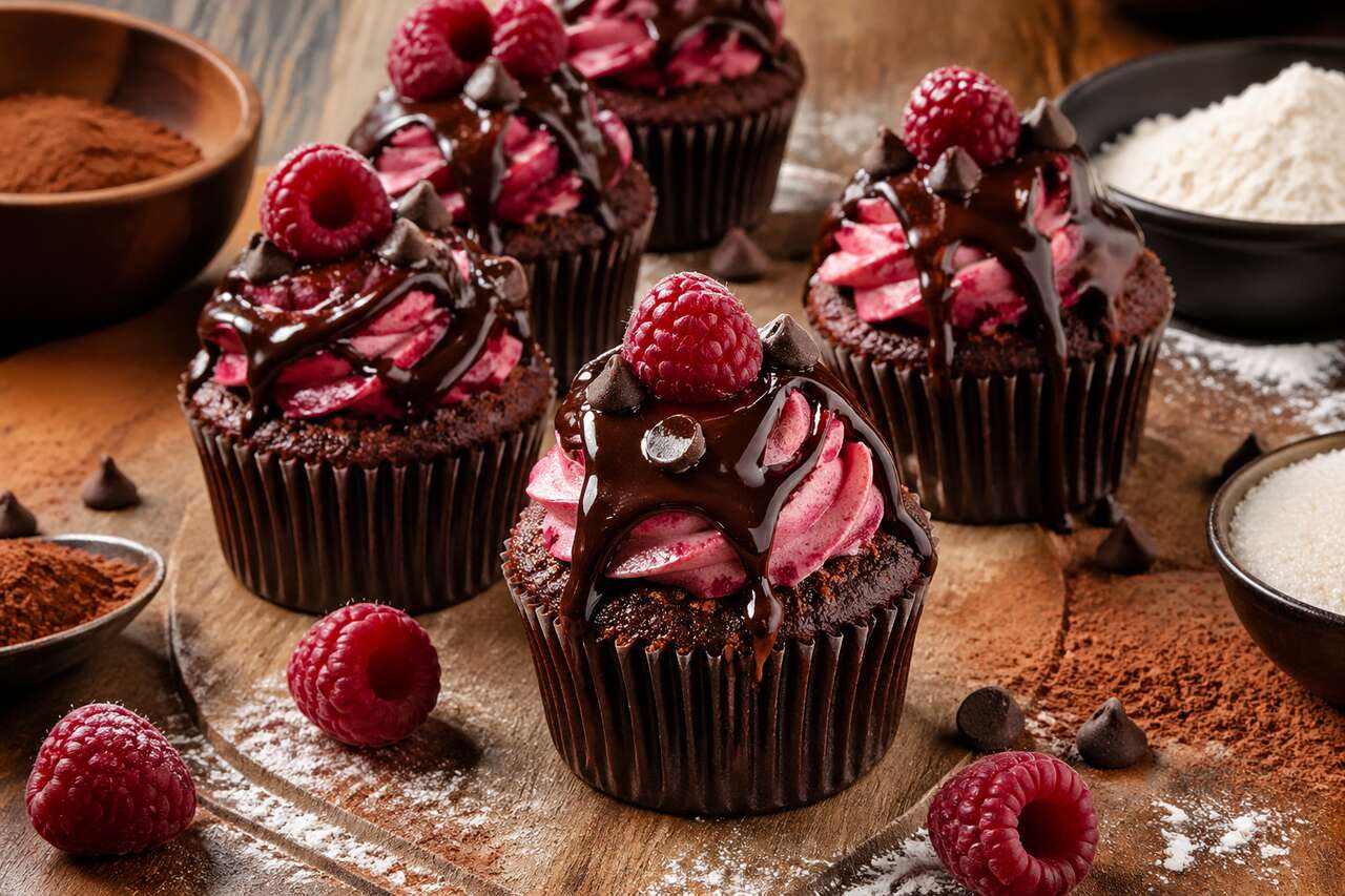 Recette cupcakes chocolat framboises facile