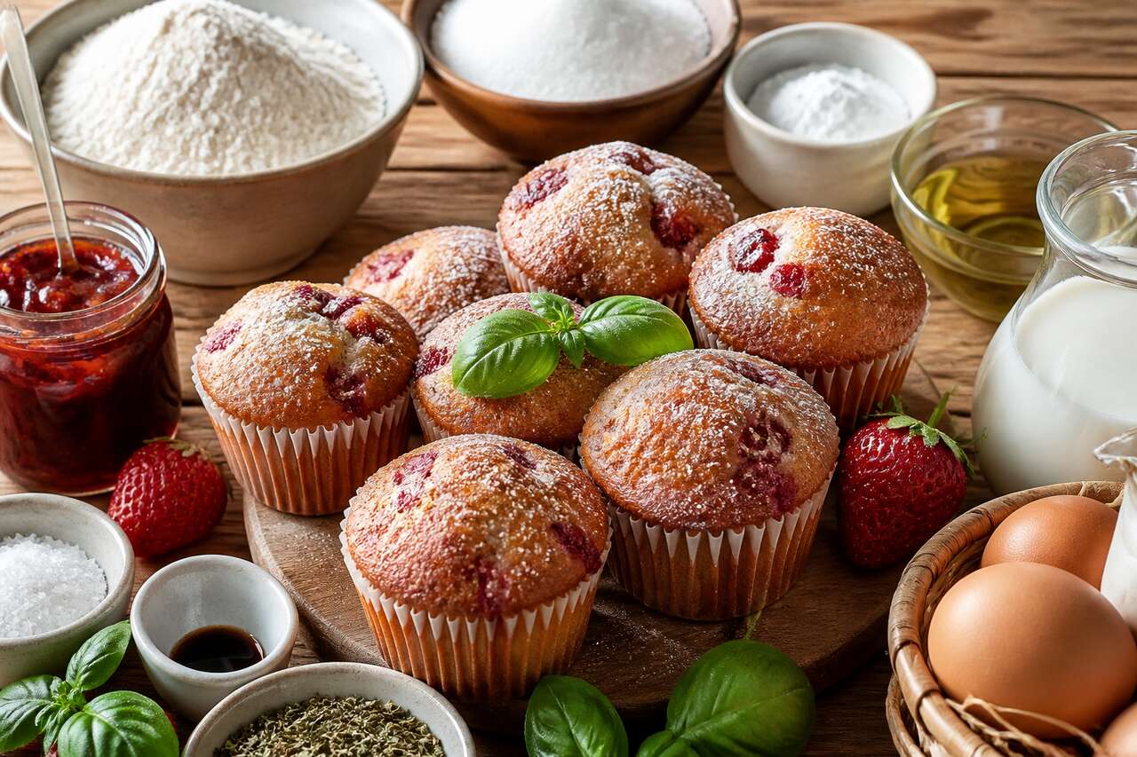 Muffins fraises et basilic : recette gourmande à découvrir