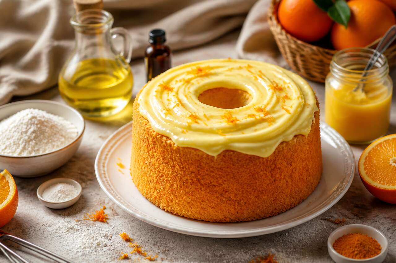 Gâteau chiffon à l'orange et crème au citron