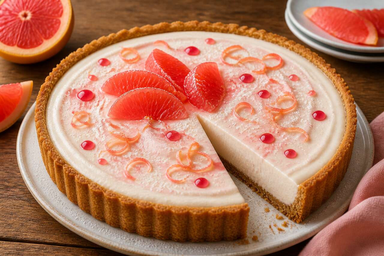 Tarte à la mousse de crème sure et pamplemousse