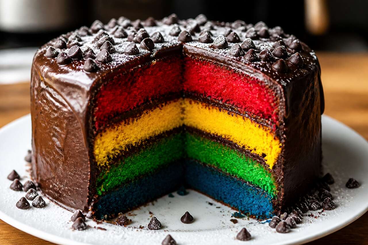 Gâteau multicolore au chocolat