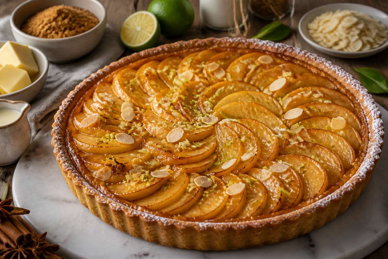 Tarte aux pommes caramélisées au sudachi : recette gourmande