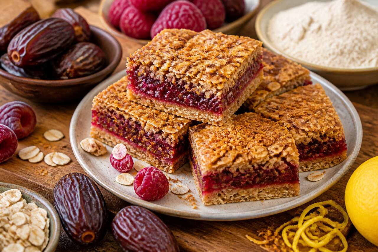 Carrés aux dattes et framboises : la recette savoureuse