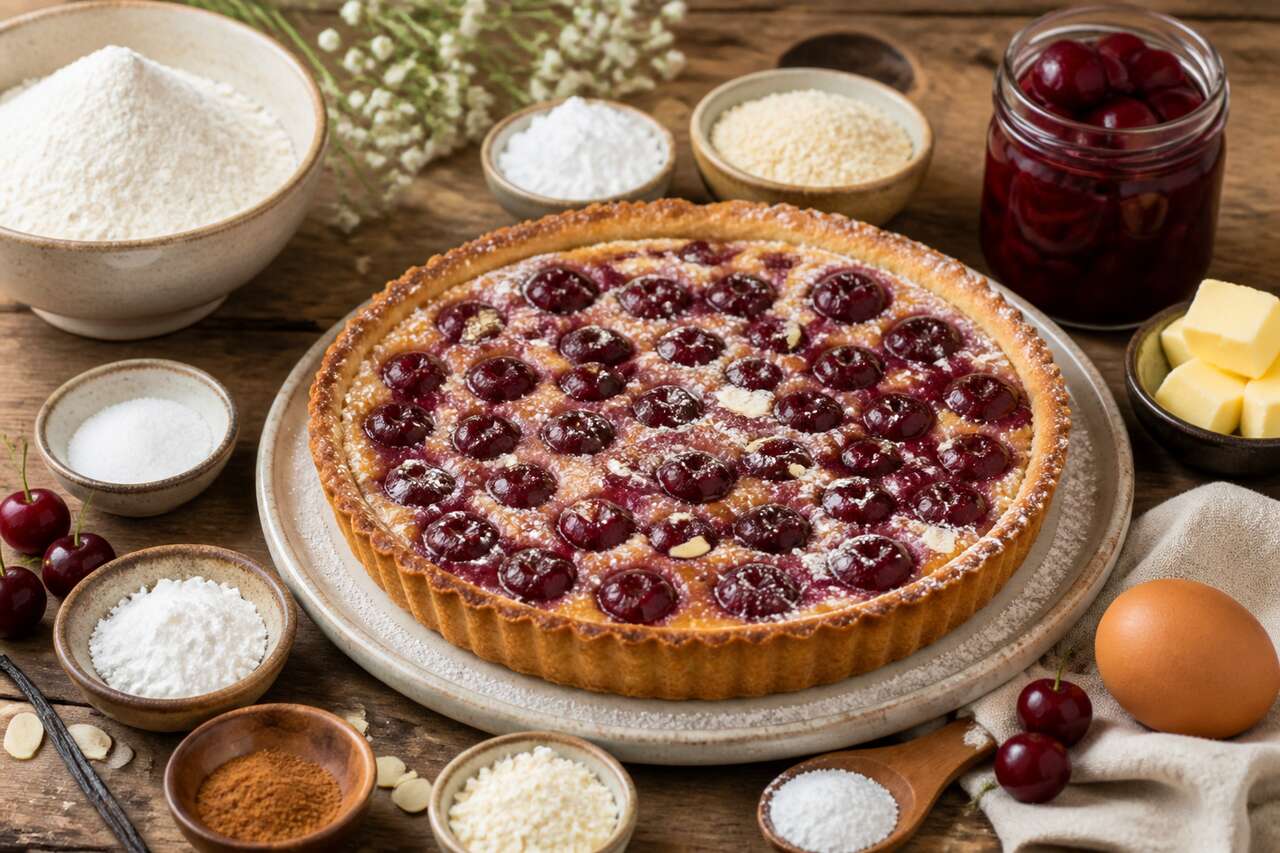 Tarte rustique aux griottes : recette gourmande