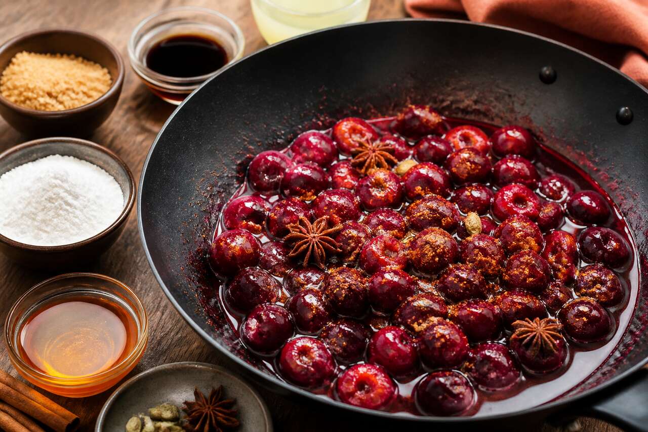 Recette : cerises compotées au wok