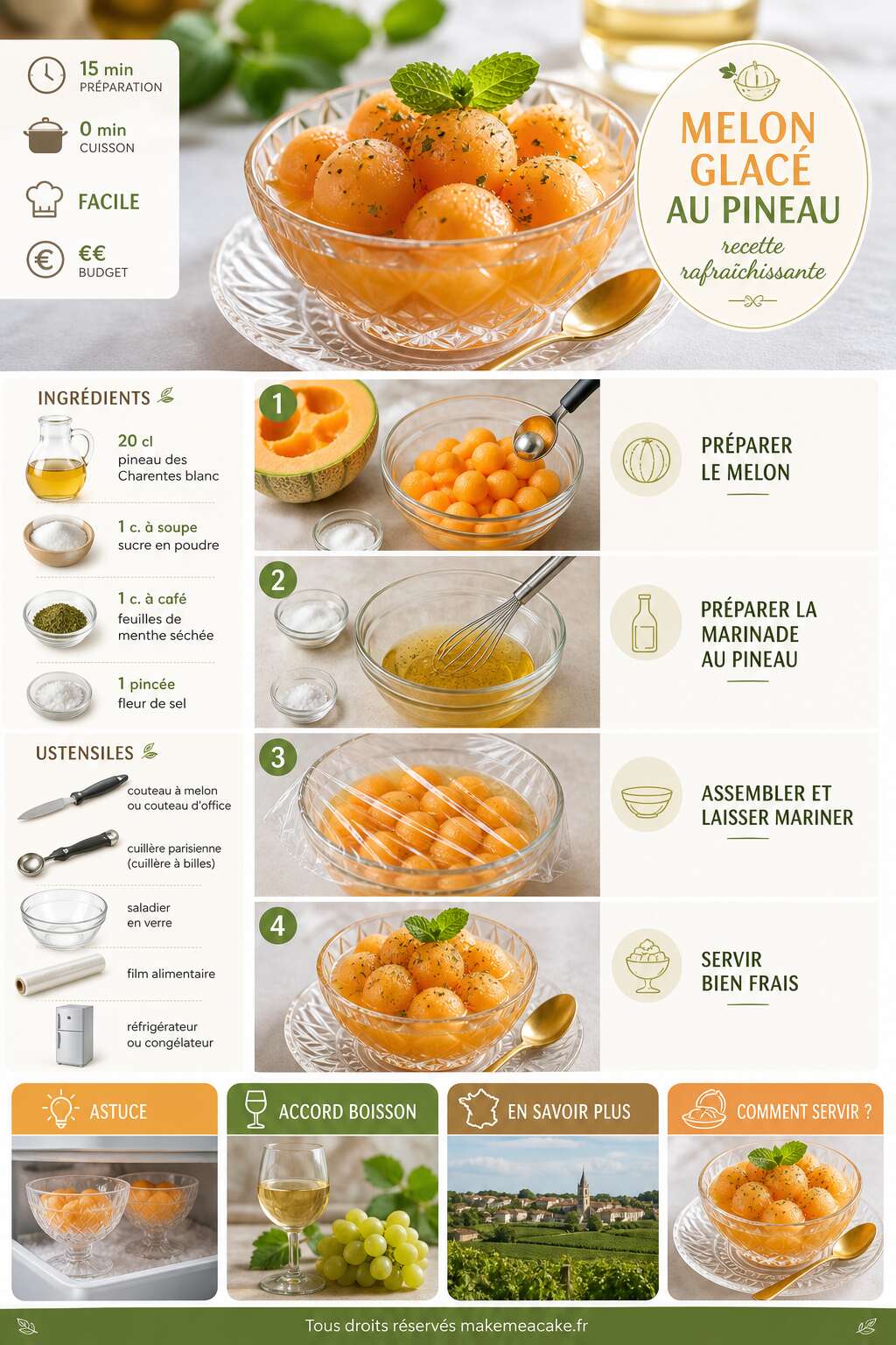 Fiche recette Melon glacé au Pineau : recette rafraîchissante Fiche recette Melon glacé au Pineau : recette rafraîchissante