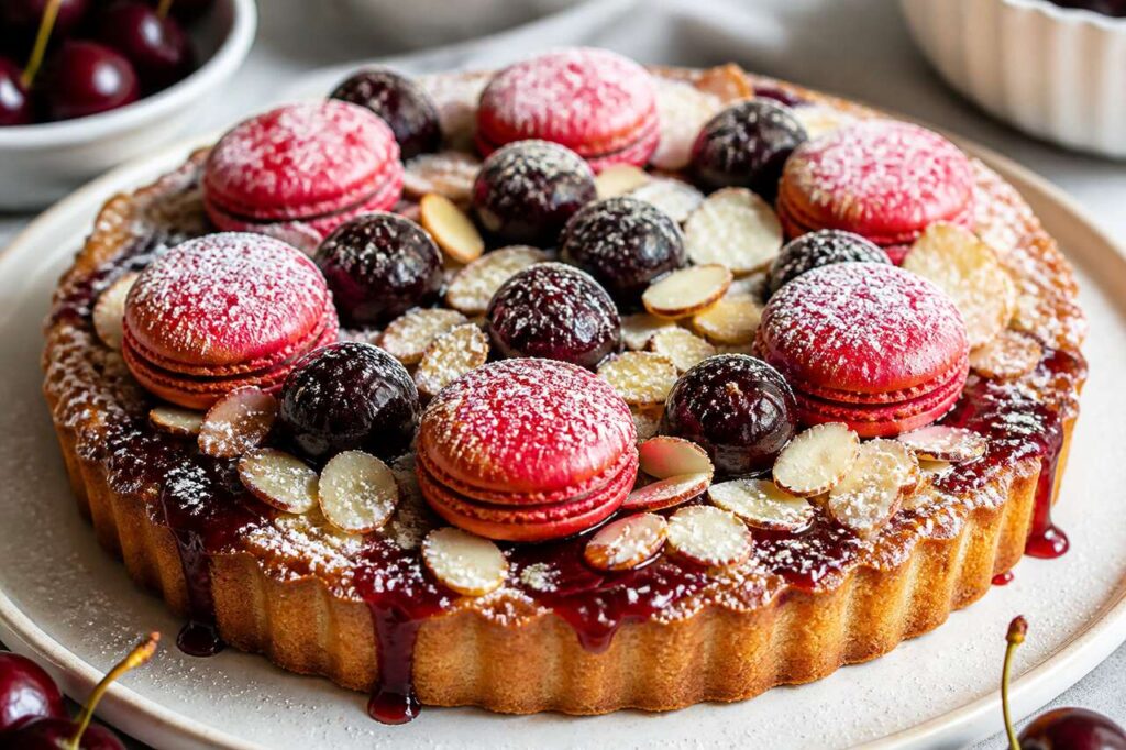 Tarte aux cerises et macarons : une recette savoureuse