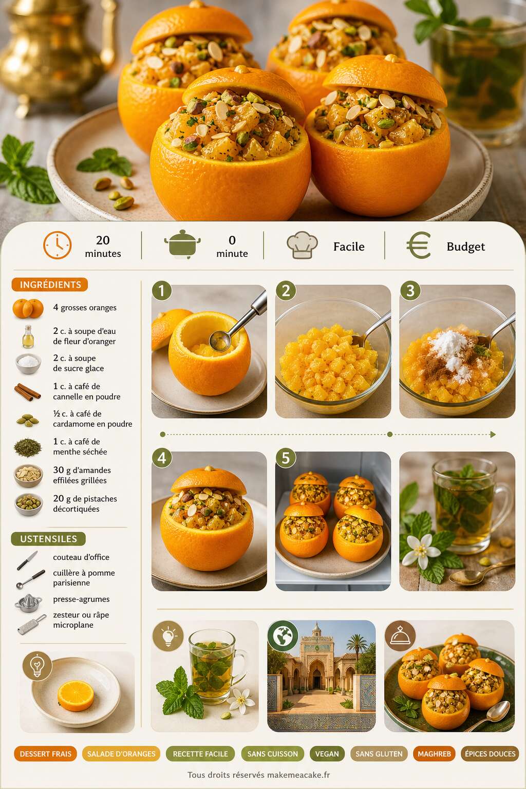 Fiche recette Salade d'oranges en &eacute;corces : recette savoureuse