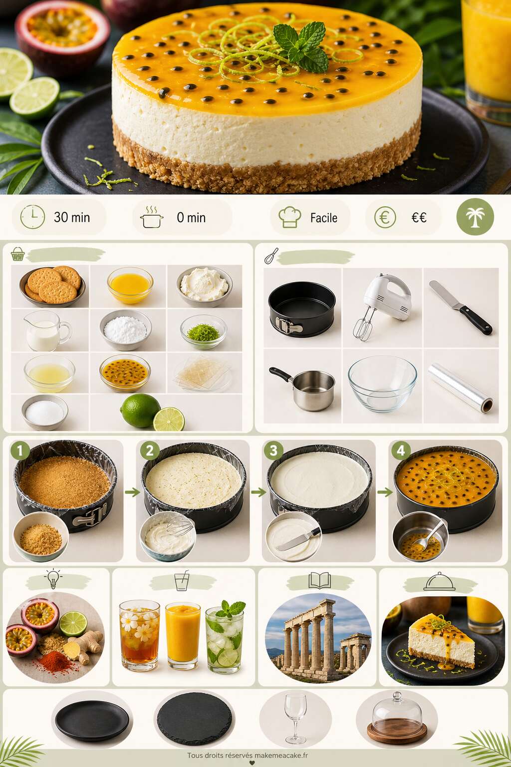 Fiche recette Cheesecake citron vert passion : recette gourmande et exotique