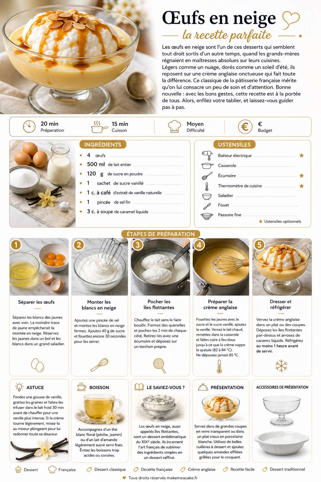 Fiche recette Œufs en neige : la recette parfaite Fiche recette Œufs en neige : la recette parfaite