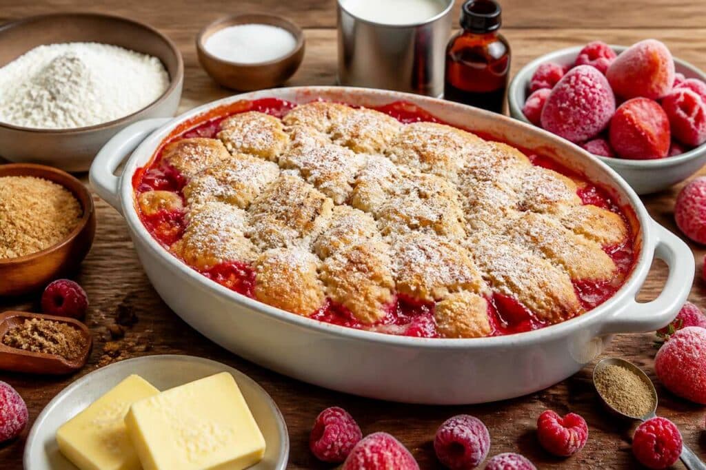 Cobbler aux fraises et framboises : recette délicieuse