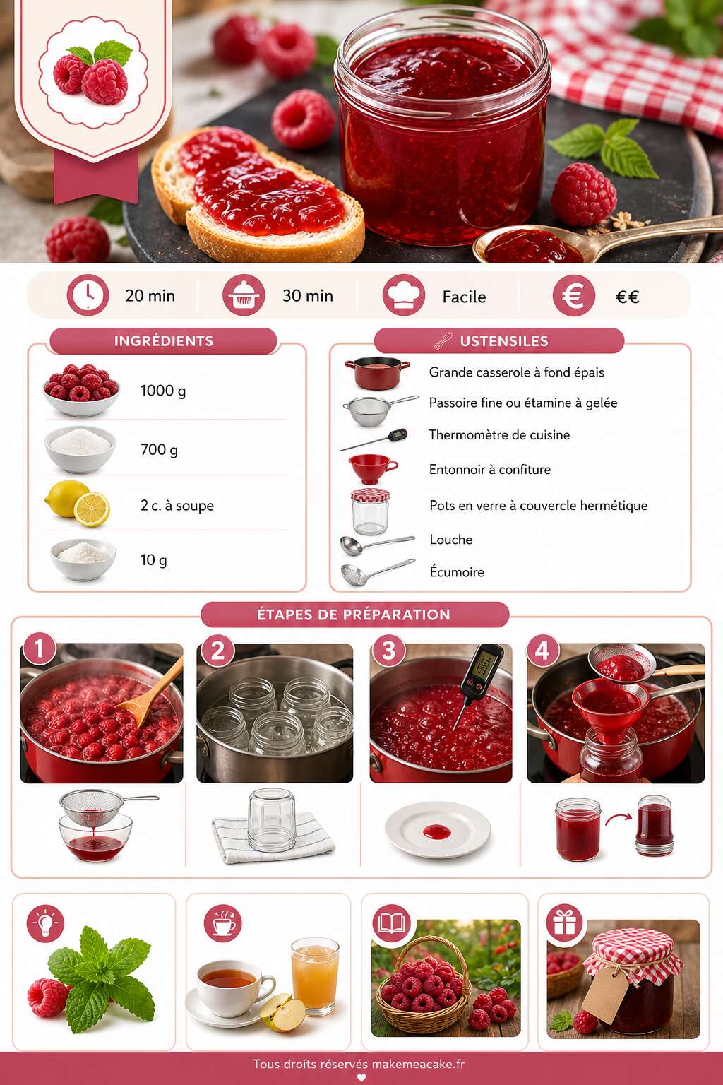 Fiche recette Gelée de framboises : recette maison facile et délicieuse Fiche recette Gelée de framboises : recette maison facile et délicieuse