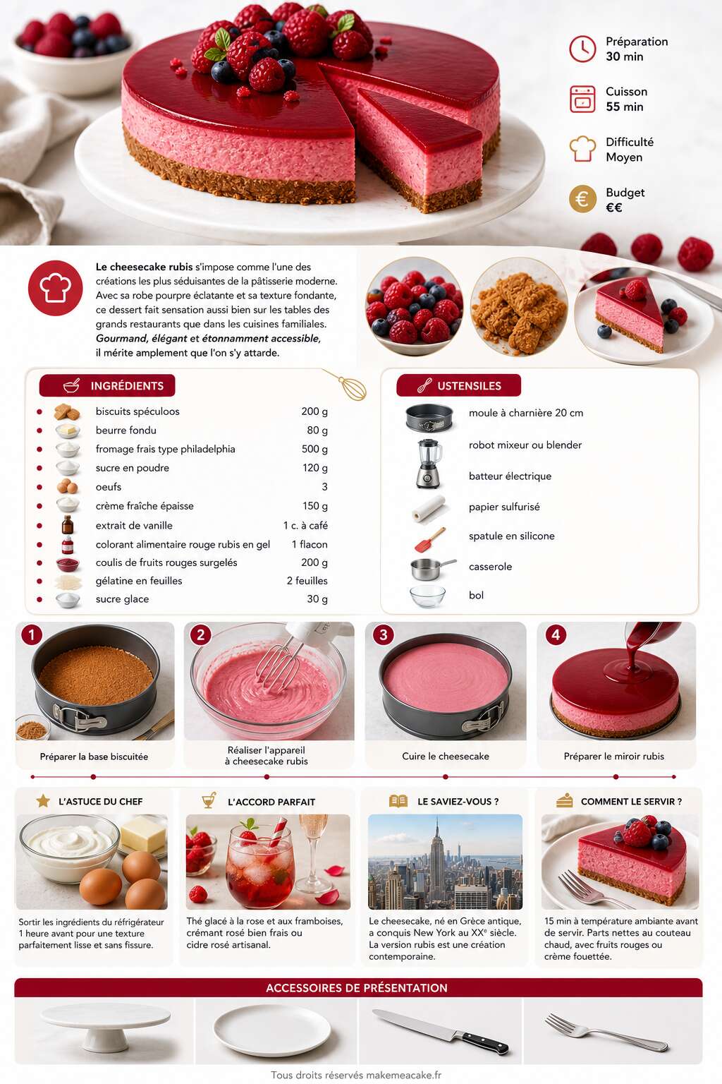 Fiche recette Cheesecake rubis : recette gourmande du chef Fiche recette Cheesecake rubis : recette gourmande du chef