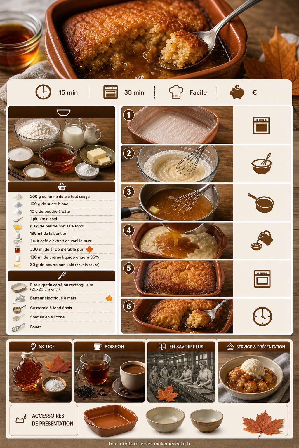 Fiche recette Pouding chômeur : la meilleure recette Fiche recette Pouding chômeur : la meilleure recette