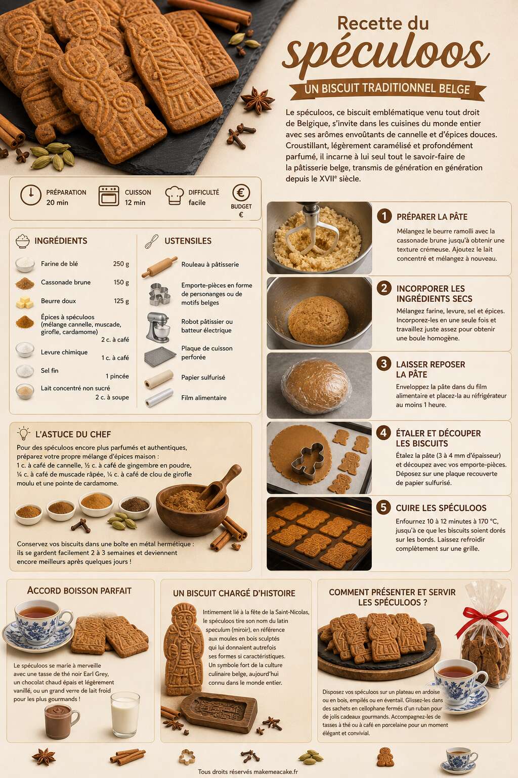 Fiche recette Recette du spéculoos : un biscuit traditionnel belge Fiche recette Recette du spéculoos : un biscuit traditionnel belge