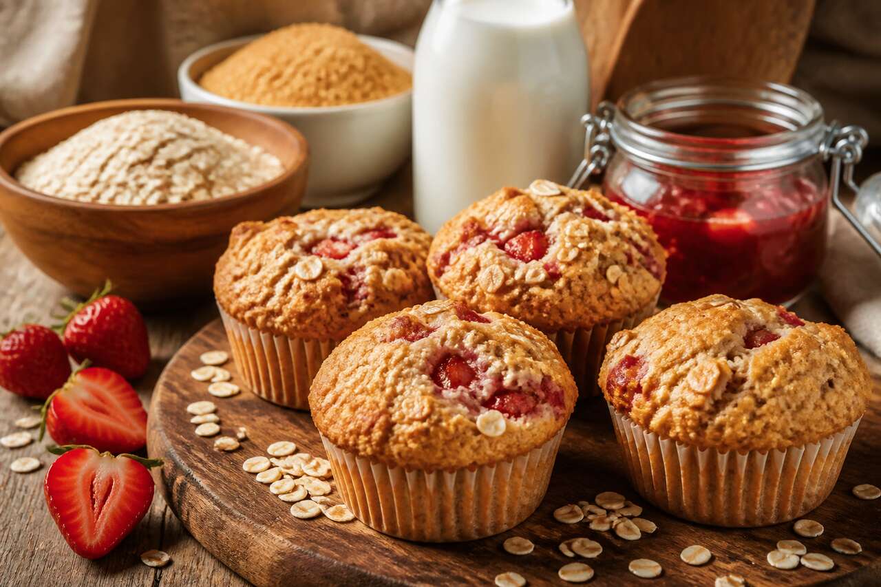 Muffins à l'avoine et aux fraises : recette délicieuse et facile