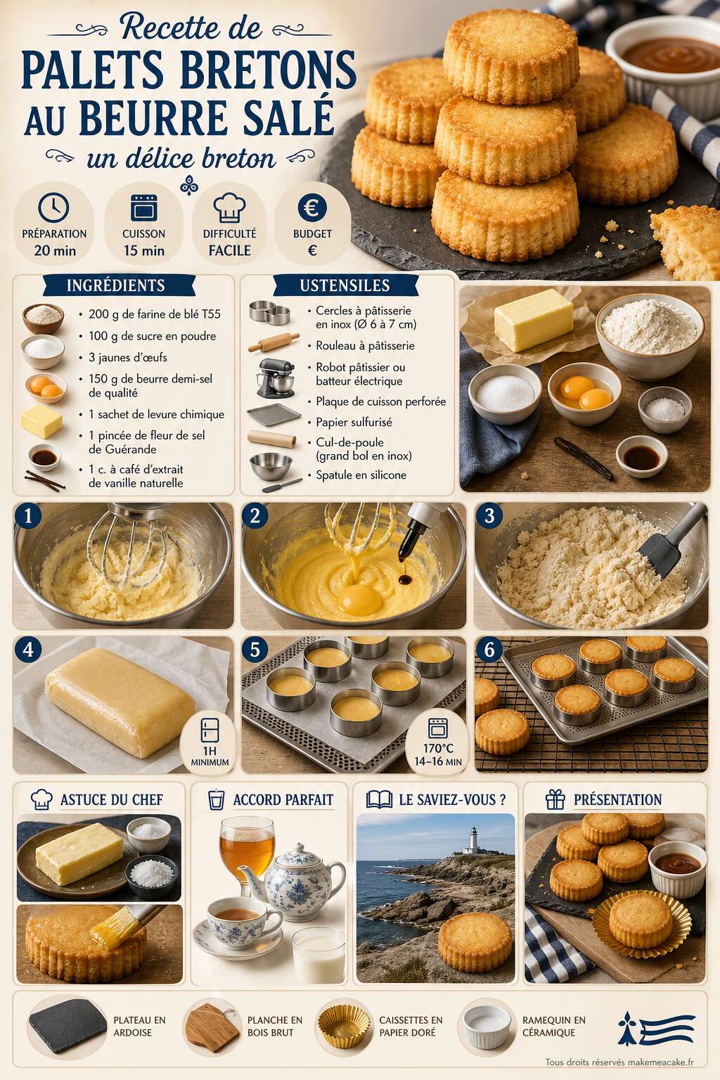 Fiche recette Recette de palets bretons au beurre salé : un délice breton Fiche recette Recette de palets bretons au beurre salé : un délice breton