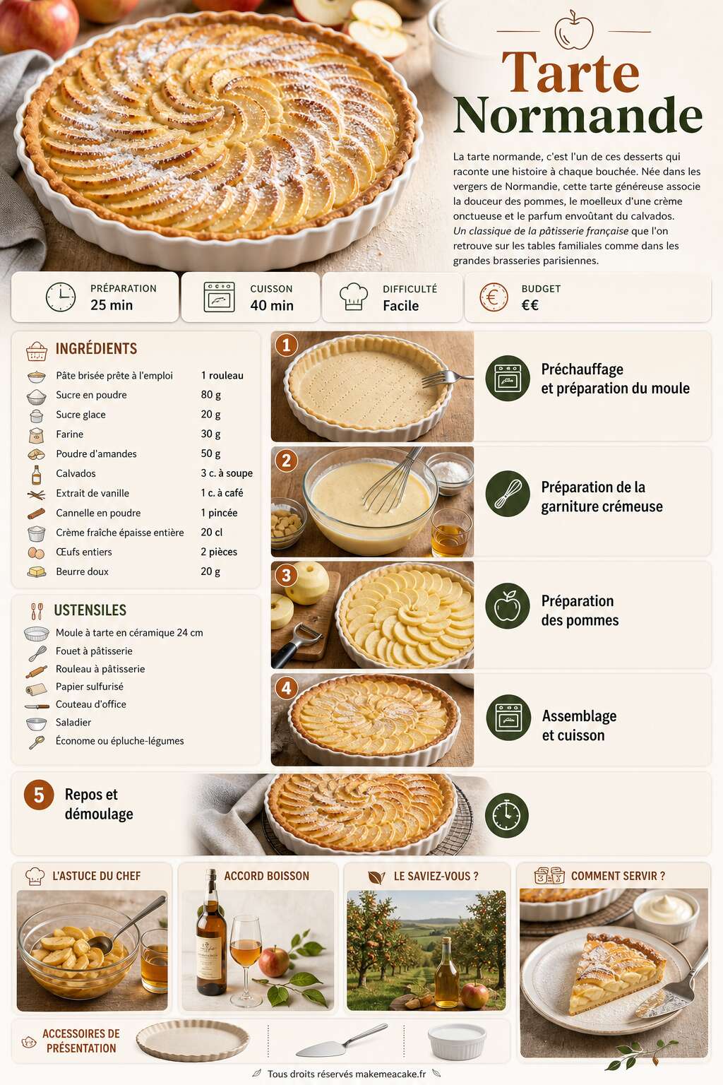 Fiche recette Recette authentique de la tarte normande Fiche recette Recette authentique de la tarte normande