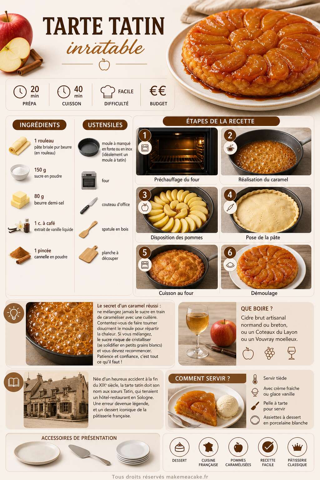 Fiche recette Recette de la tarte tatin inratable Fiche recette Recette de la tarte tatin inratable