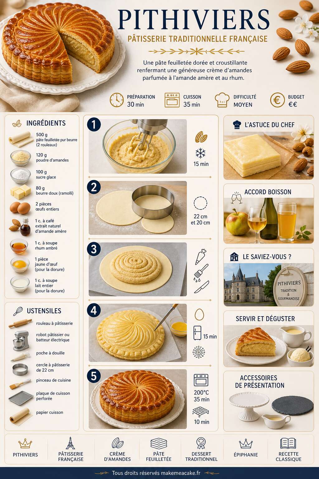 Fiche recette Recette de Pithiviers : p&acirc;tisserie traditionnelle fran&ccedil;aise