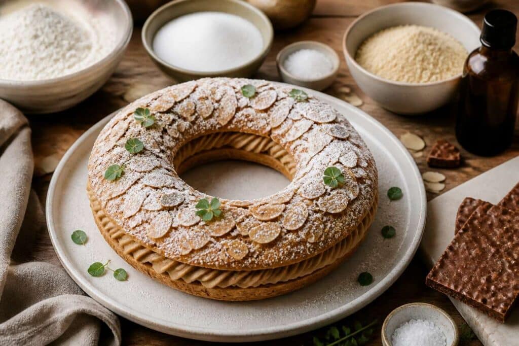 Recette du paris-brest aux amandes et pimprenelle