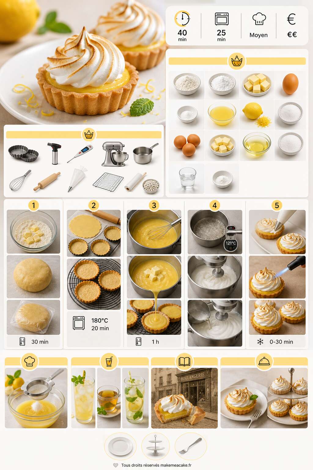 Fiche recette Recette tartelettes citron meringuées : délice acidulé et gourmand Fiche recette Recette tartelettes citron meringuées : délice acidulé et gourmand