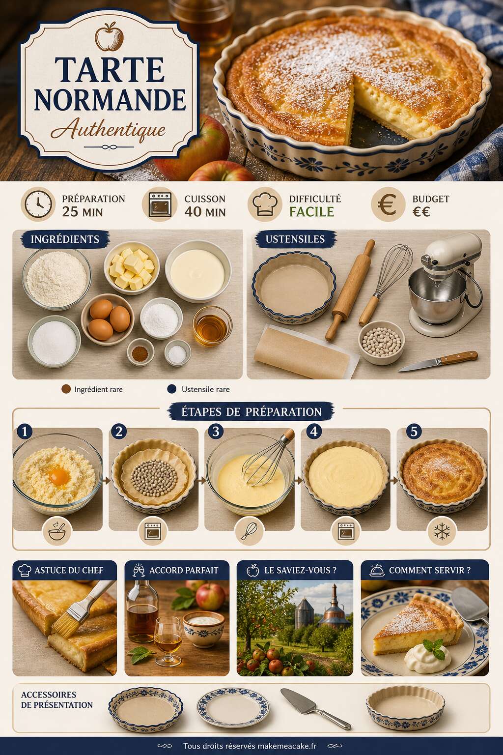 Fiche recette Recette de la tarte normande authentique Fiche recette Recette de la tarte normande authentique