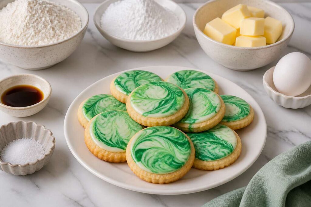 Biscuits au beurre : glaçage marbré à la menthe