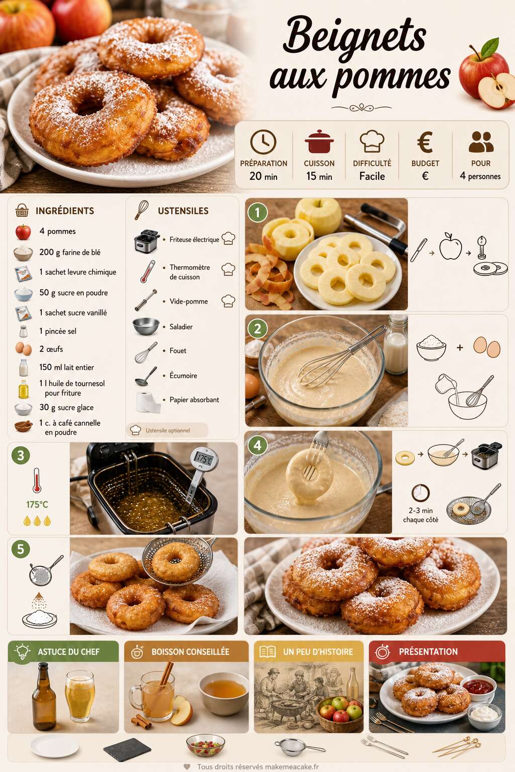 Fiche recette Recette facile de beignets aux pommes maison Fiche recette Recette facile de beignets aux pommes maison
