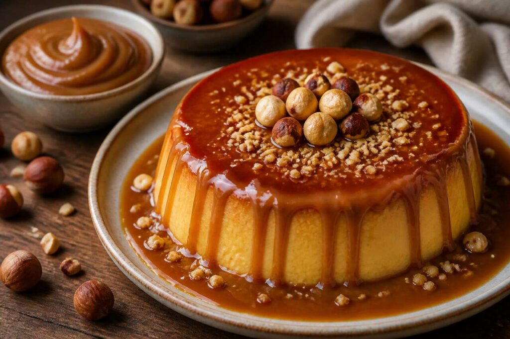 Flan à la confiture de lait et noisette
