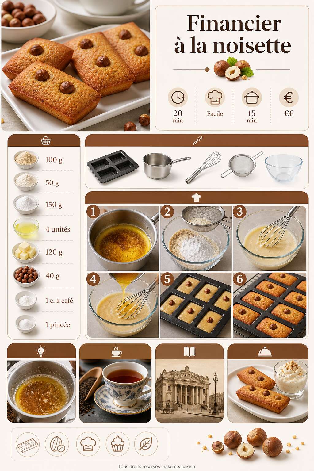 Fiche recette Recette de financier à la noisette Fiche recette Recette de financier à la noisette