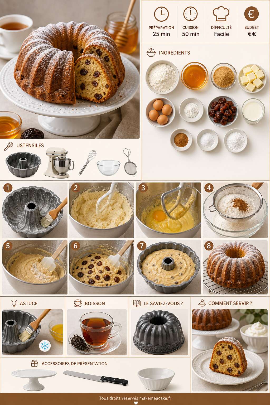 Fiche recette Gâteau bundt au miel et prunes confites : recette gourmande Fiche recette Gâteau bundt au miel et prunes confites : recette gourmande