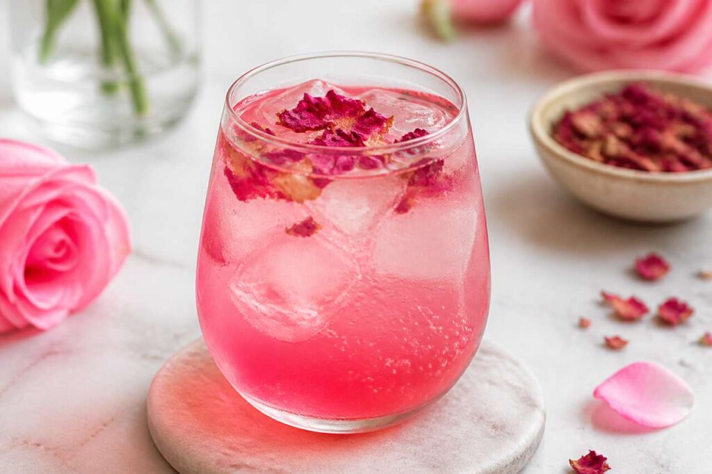 Cocktail rose au thé vert : recette rafraîchissante
