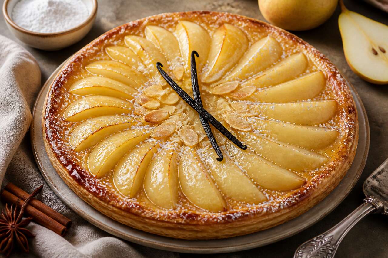 Recette de tarte aux poires pochées : délice sucré à déguster