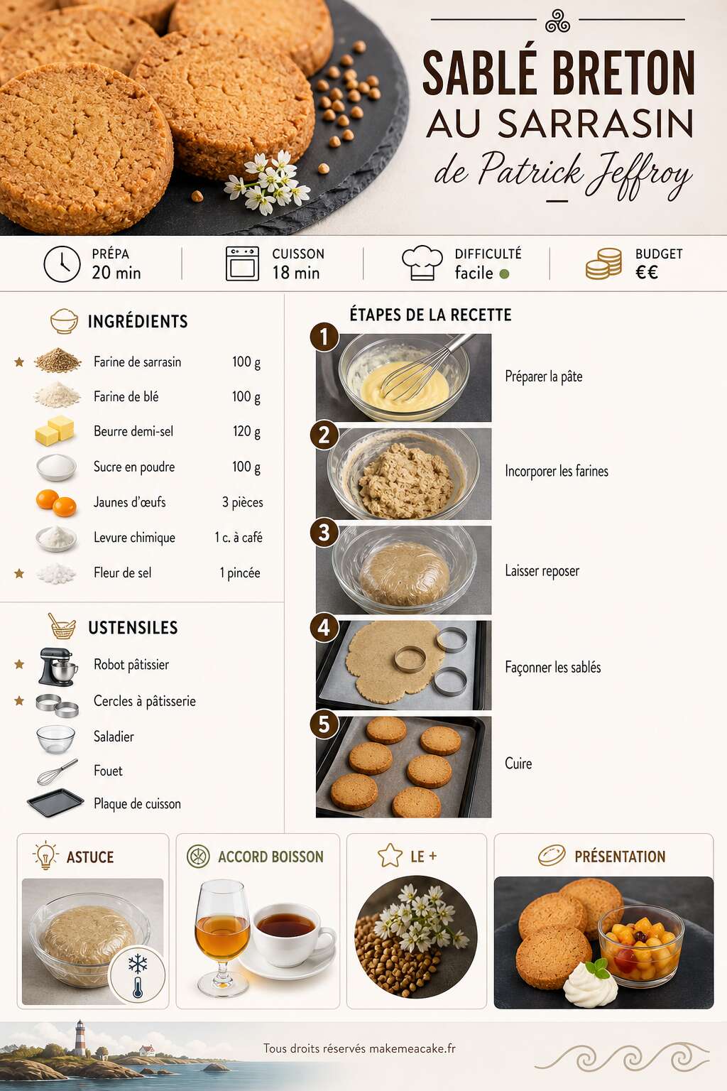 Fiche recette Sabl&eacute; breton au sarrasin de Patrick Jeffroy : recette gourmande