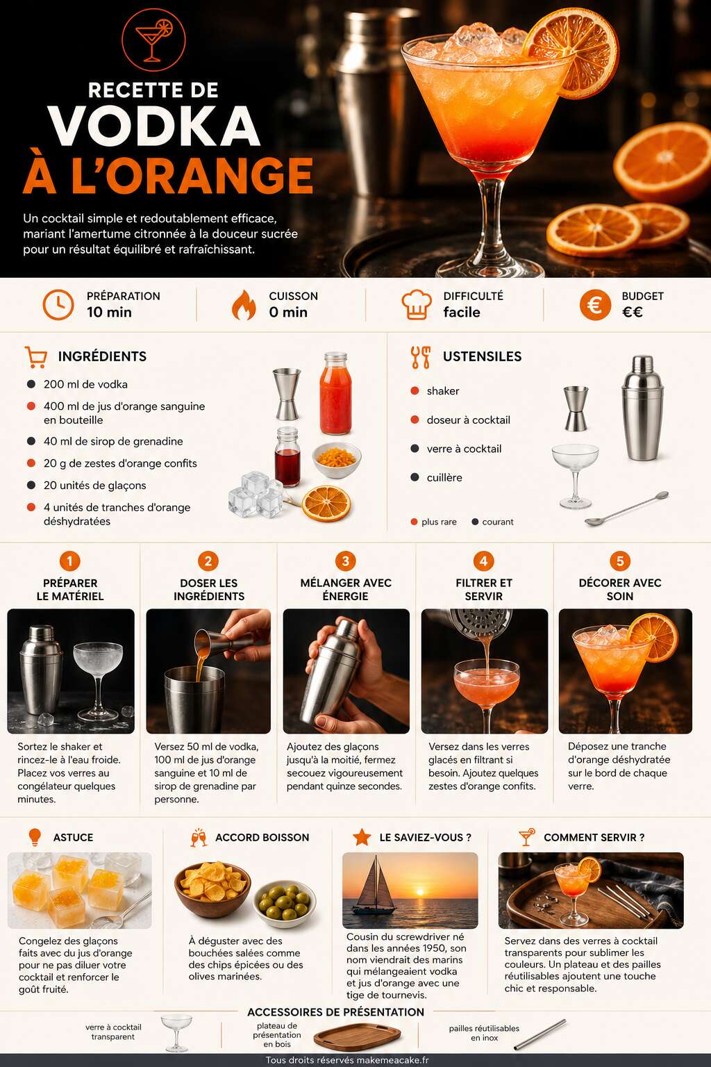 Fiche recette Recette de vodka à l'orange : un cocktail parfait Fiche recette Recette de vodka à l'orange : un cocktail parfait