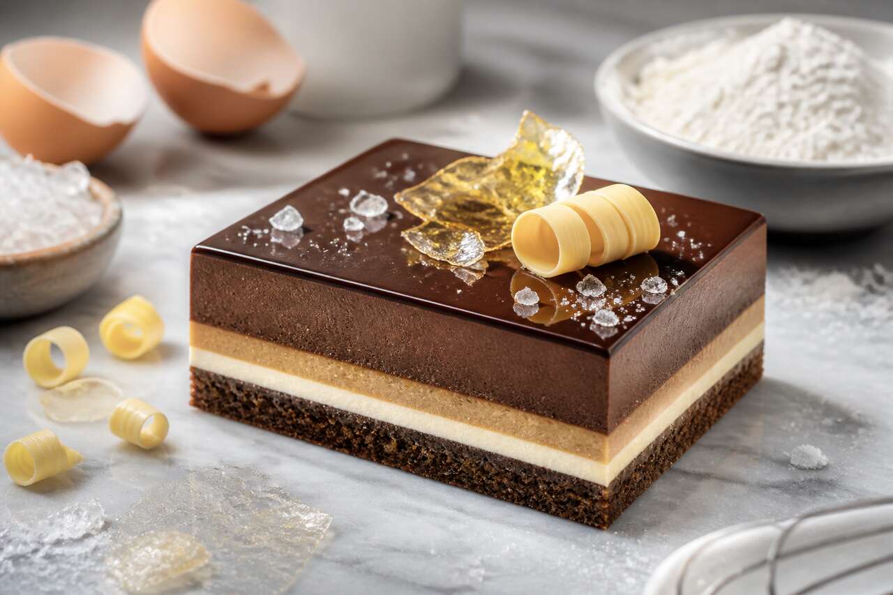 Recette d'entremets au chocolat noir et Dulcey