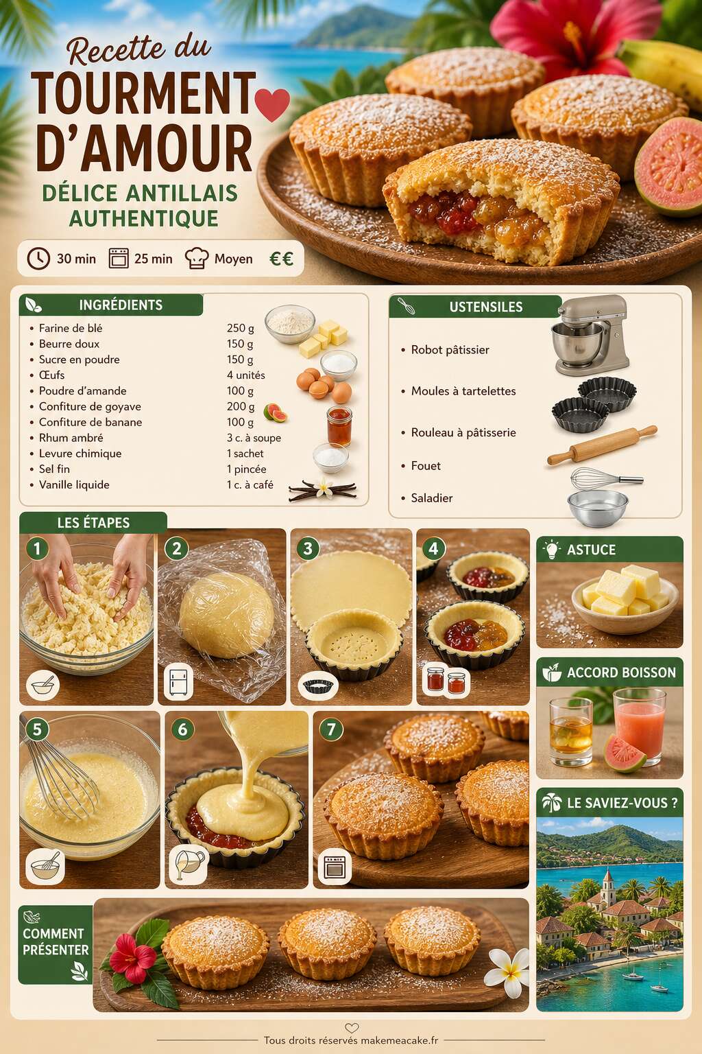 Fiche recette Recette du tourment d'amour : délice antillais authentique Fiche recette Recette du tourment d'amour : délice antillais authentique