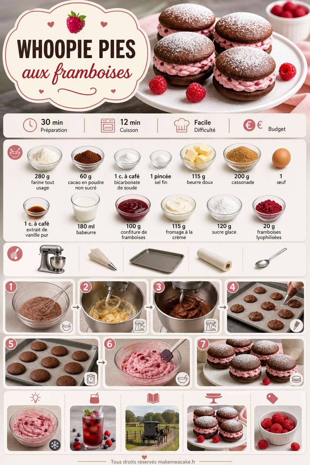 Fiche recette Whoopie pies aux framboises : la recette gourmande de Ricardo Fiche recette Whoopie pies aux framboises : la recette gourmande de Ricardo