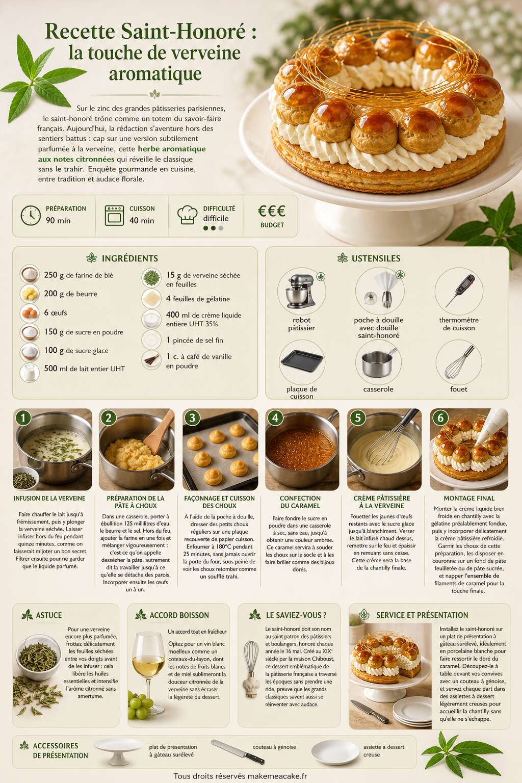 Fiche recette Recette Saint-Honoré : la touche de verveine aromatique Fiche recette Recette Saint-Honoré : la touche de verveine aromatique