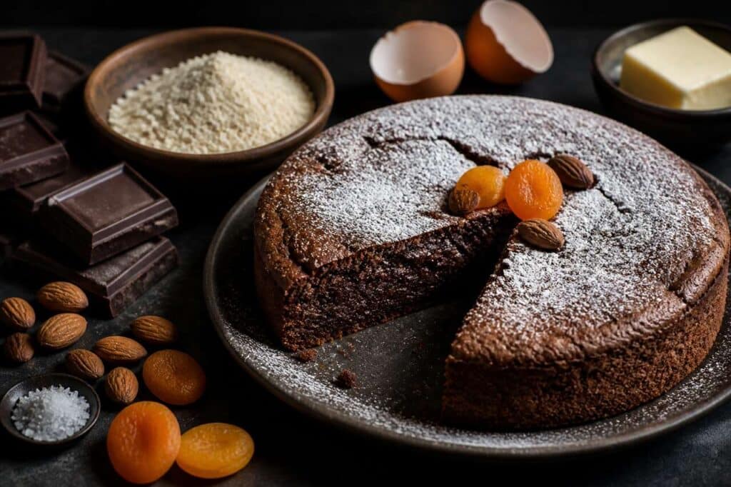 Gâteau au chocolat, amandes et abricots sans gluten : recette Torta Caprese