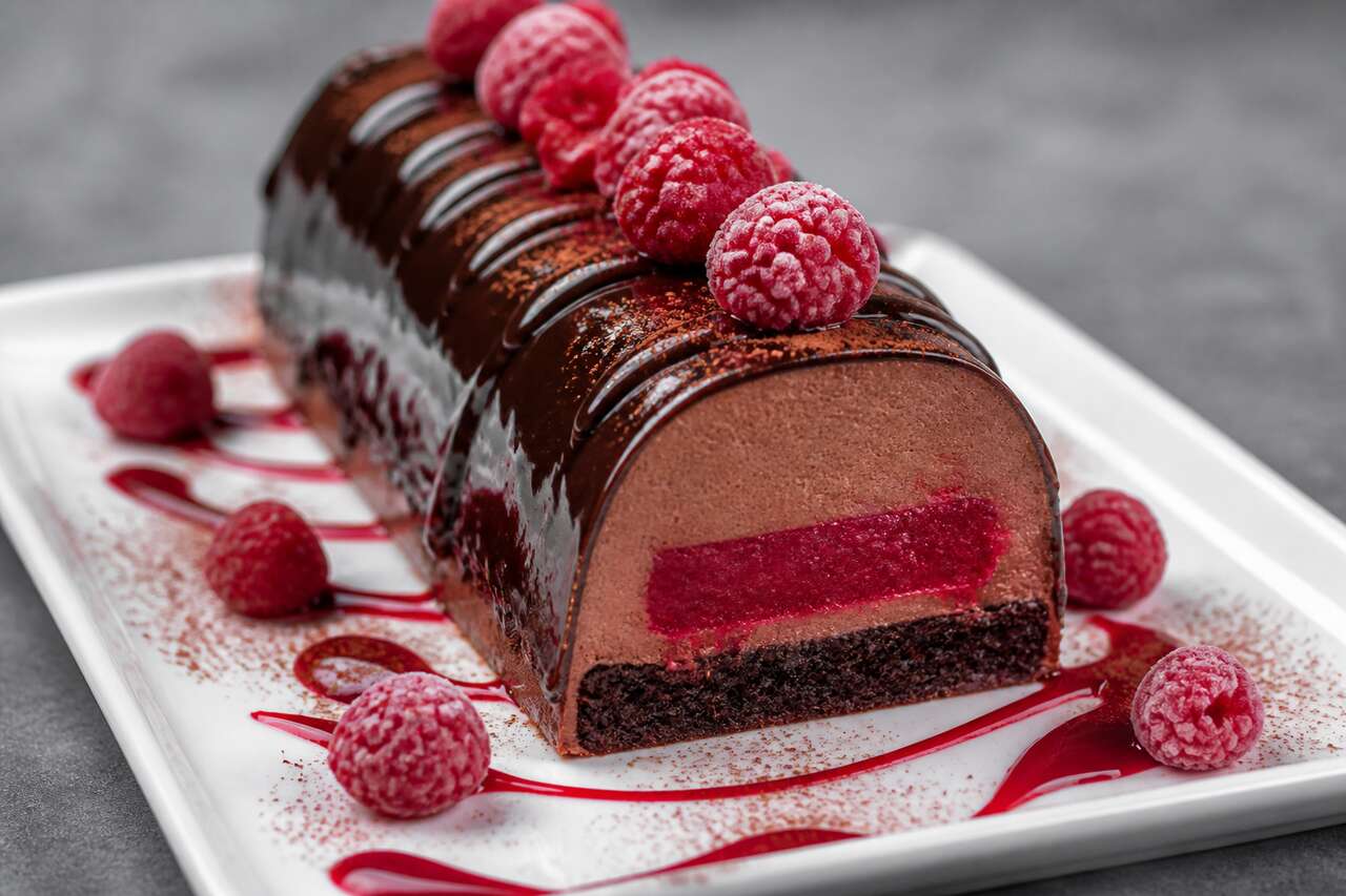 Bûche glacée framboises chocolat par Lesley Chesterman