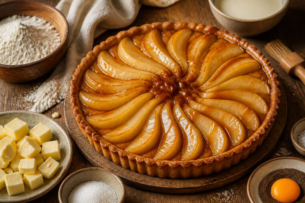 Tarte rustique aux poires et caramel : recette gourmande