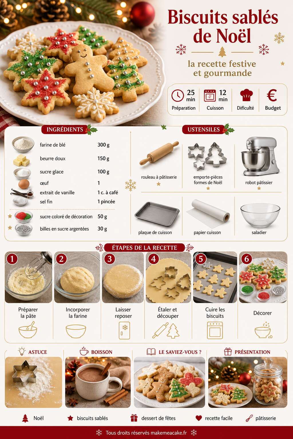 Fiche recette Biscuits sabl&eacute;s de No&euml;l : la recette festive et gourmande