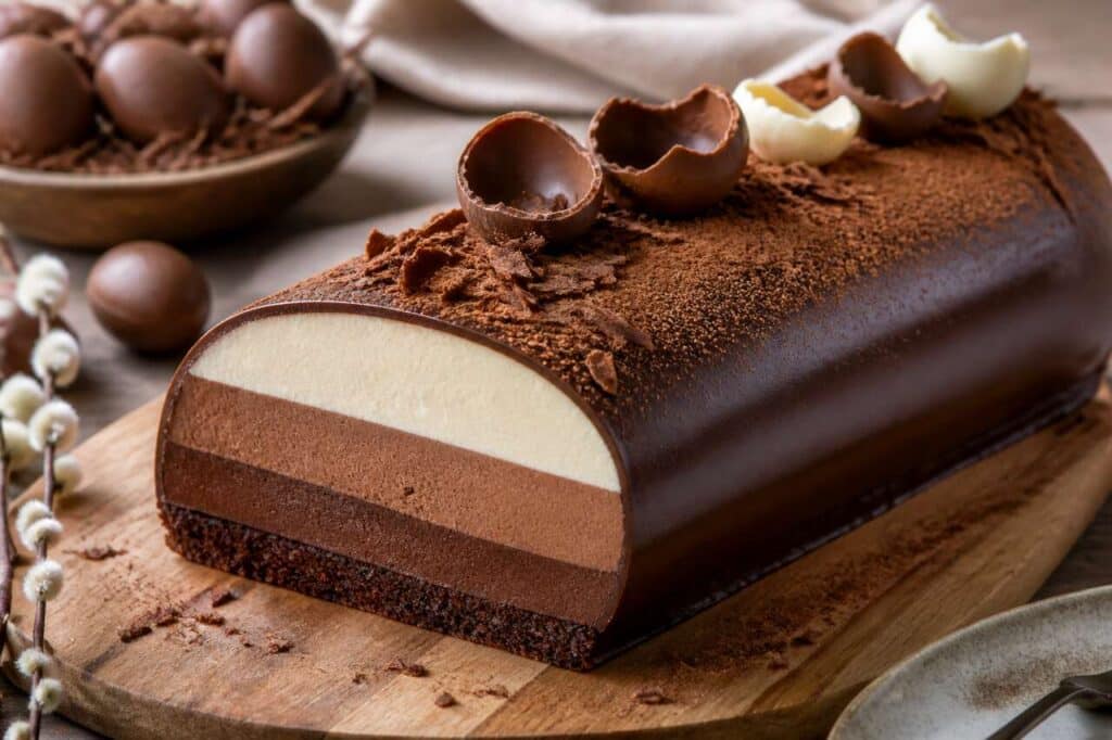 Bûche aux trois chocolats : recette gourmande