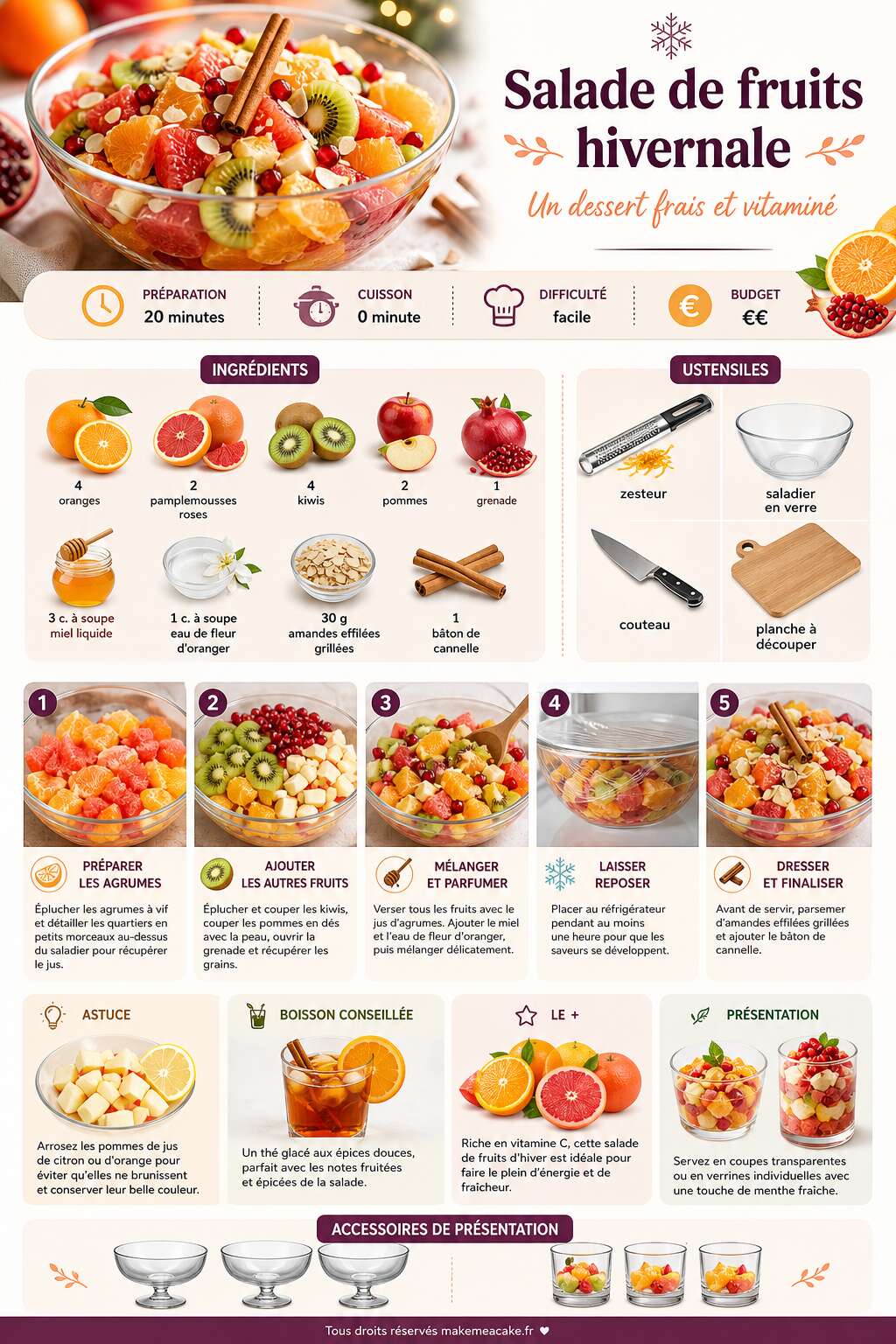 Fiche recette Recette de salade de fruits hivernale : un dessert frais et vitaminé Fiche recette Recette de salade de fruits hivernale : un dessert frais et vitaminé