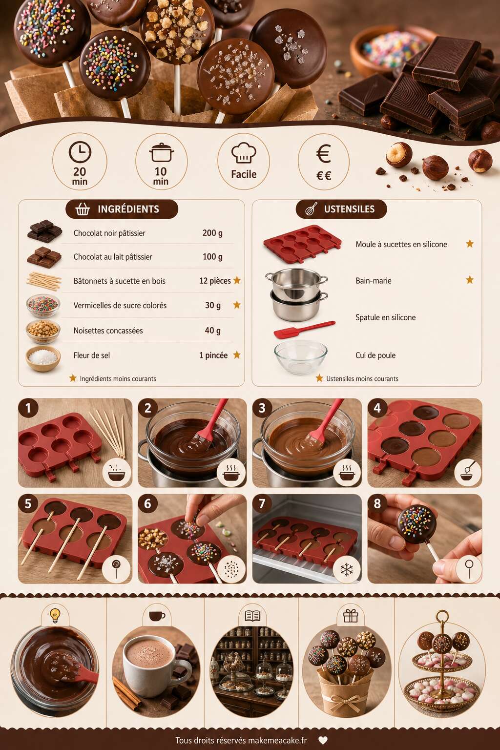 Fiche recette Recette de sucettes au chocolat maison Fiche recette Recette de sucettes au chocolat maison