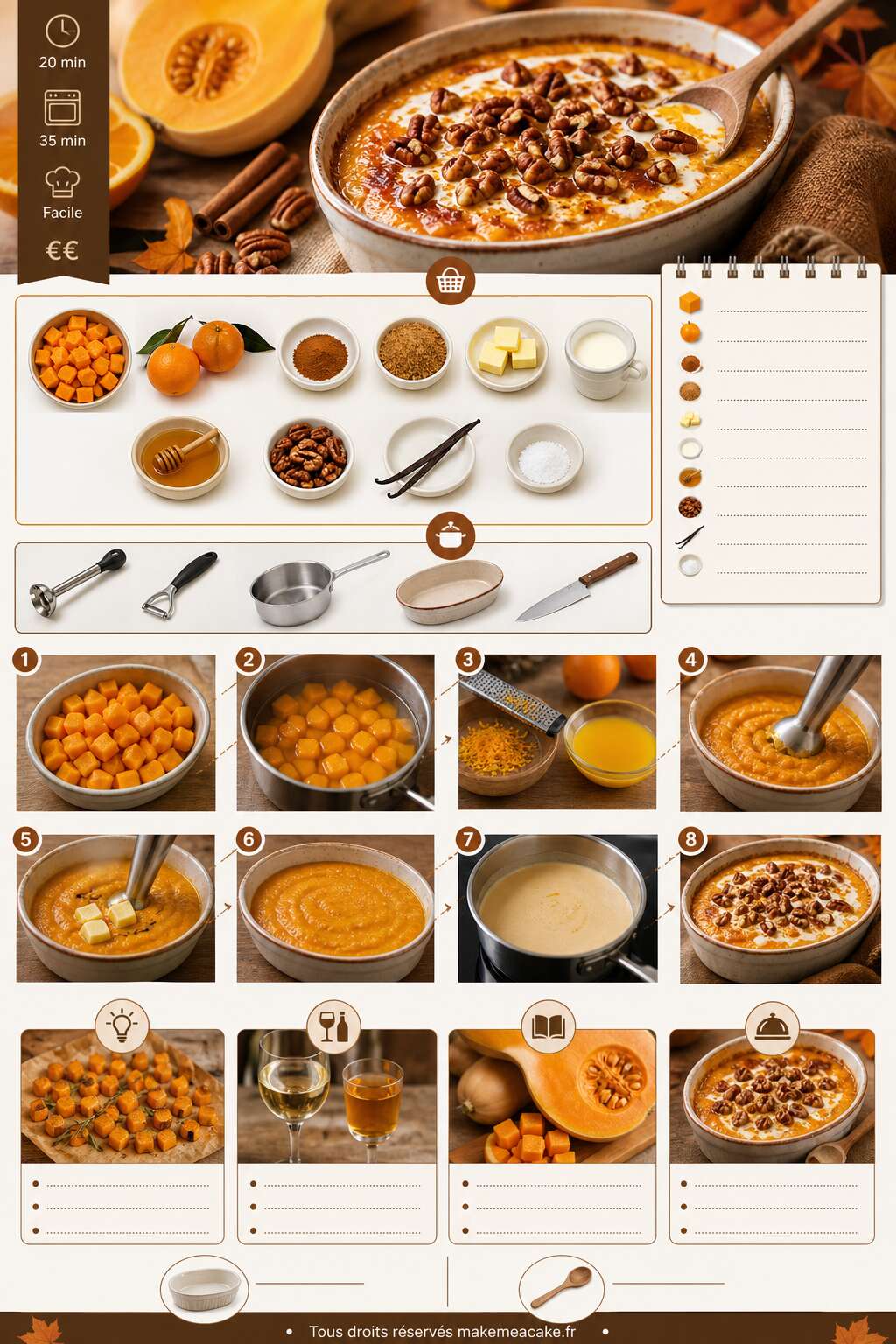 Fiche recette Recette butternut orange cannelle : dessert automnal parfait Fiche recette Recette butternut orange cannelle : dessert automnal parfait